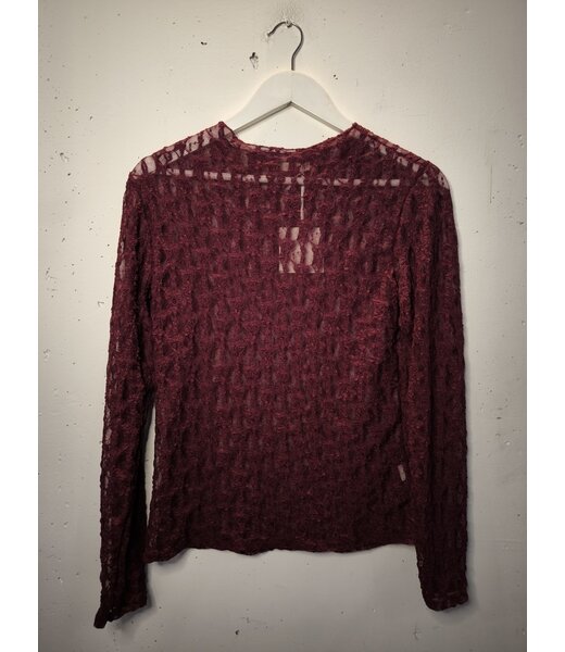 selectedbystijldepartment Longsleeve stretch lace lines, Wine red