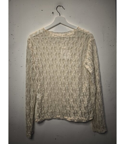 selectedbystijldepartment Longsleeve stretch lace lines, Ecru