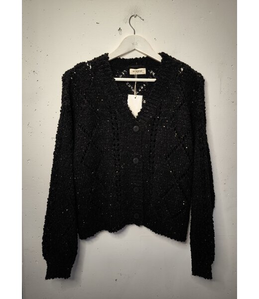 selectedbystijldepartment Cardigan knitted gold details, Black