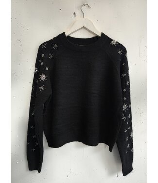 selectedbystijldepartment Sweater beaded stars silver, Black