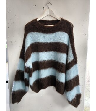selectedbystijldepartment Sweater knitted stripes, Brown blue