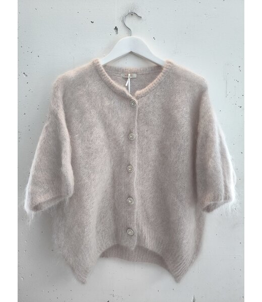 selectedbystijldepartment Sweater cardigan fluffy buttons, Light grey