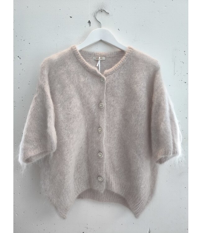 selectedbystijldepartment Sweater cardigan fluffy buttons, Light grey