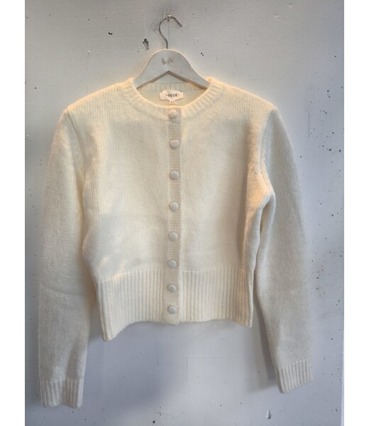 selectedbystijldepartment Cardigan knitted cropped button, Ecru