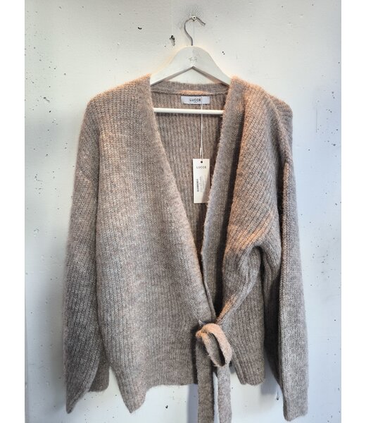 selectedbystijldepartment Cardigan knitted wrap melange, Taupe