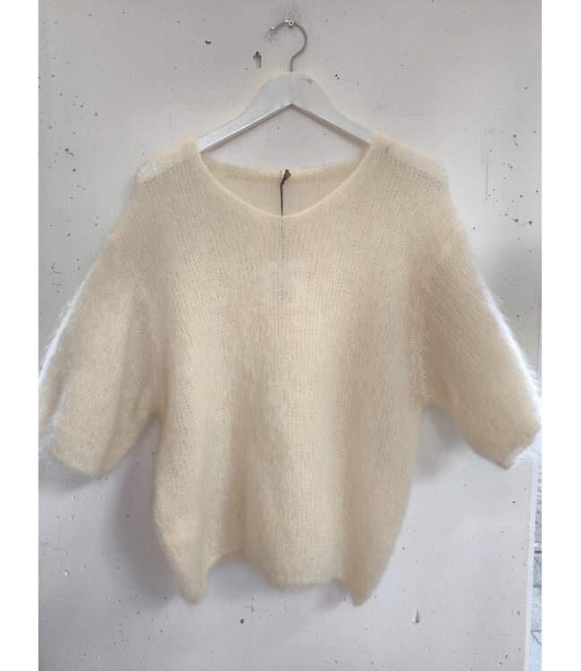 selectedbystijldepartment Sweater midi sleeve Kid mohair V, Butter yellow