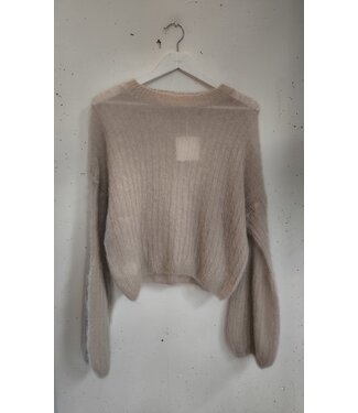 selectedbystijldepartment Sweater knitted midi alpaca, Taupe