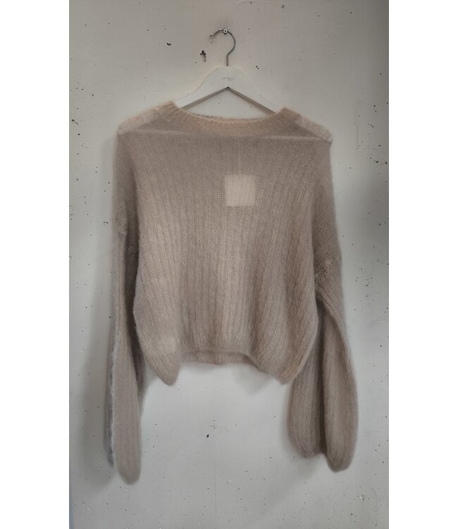 selectedbystijldepartment Sweater knitted midi alpaca, Taupe