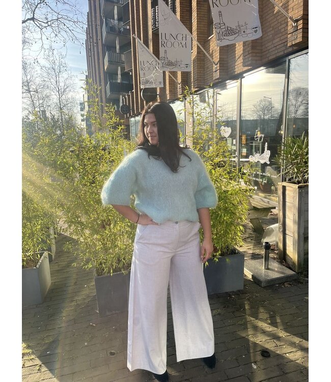 selectedbystijldepartment Sweater midi sleeve Kid mohair V,  Mint