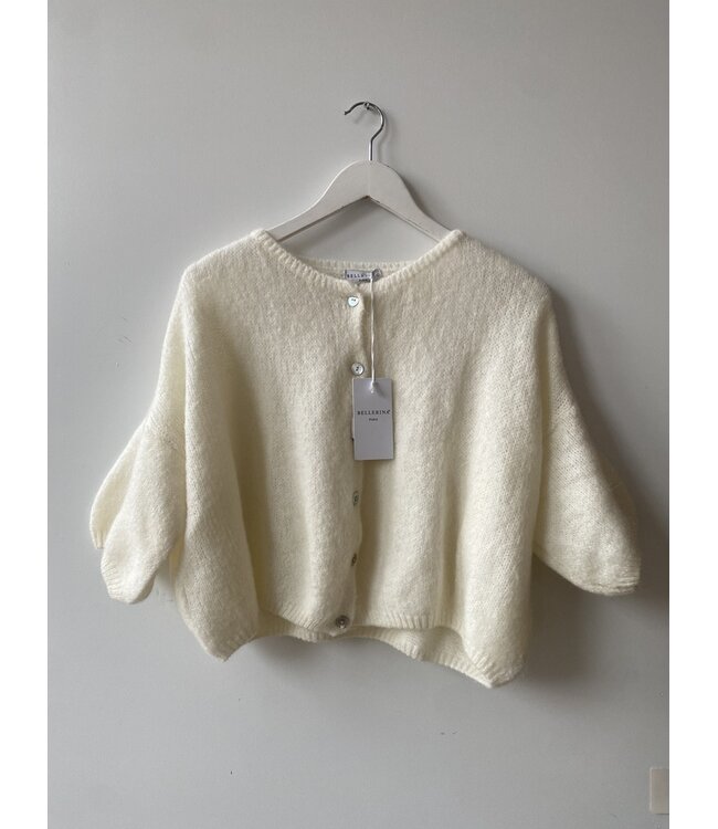 selectedbystijldepartment Cardigan knitted button short sleeves, Beige