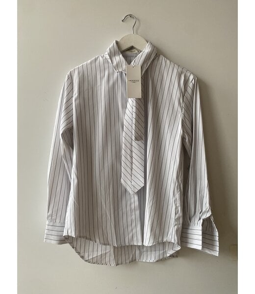 selectedbystijldepartment Blouse stripes tie, White black
