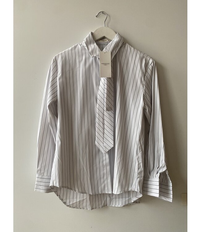 selectedbystijldepartment Blouse stripes tie, White black
