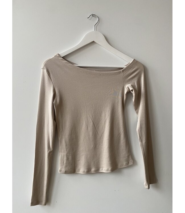 selectedbystijldepartment Longsleeve wide neck soft, Sand