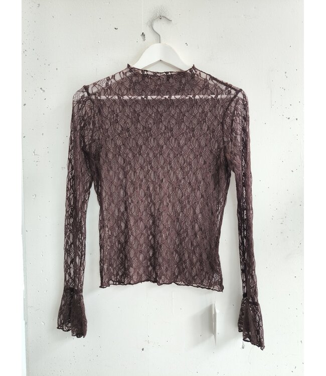 selectedbystijldepartment Longsleeve lace stretch sleeve, Plum