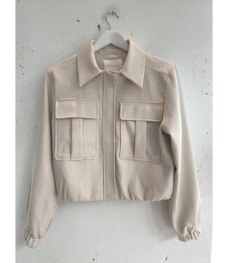 selectedbystijldepartment Jacket elastic zipper (SET), Ecru