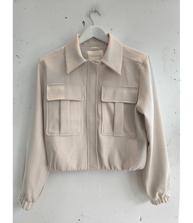 selectedbystijldepartment Jacket elastic zipper (SET), Ecru