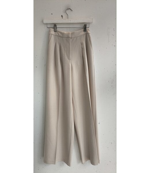 selectedbystijldepartment Pants pleated elastic (SET), Ecru