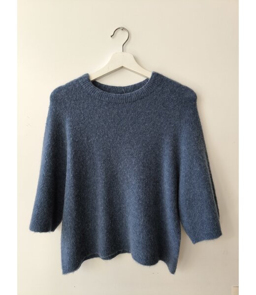selectedbystijldepartment Sweater midi baby alpaca, Blue melange