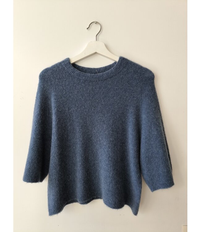 selectedbystijldepartment Sweater midi baby alpaca, Blue melange