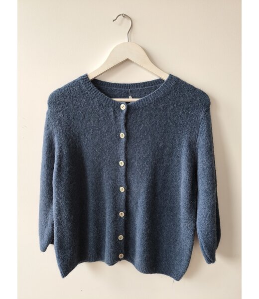 selectedbystijldepartment Cardigan midi baby alpaca, Blue melange