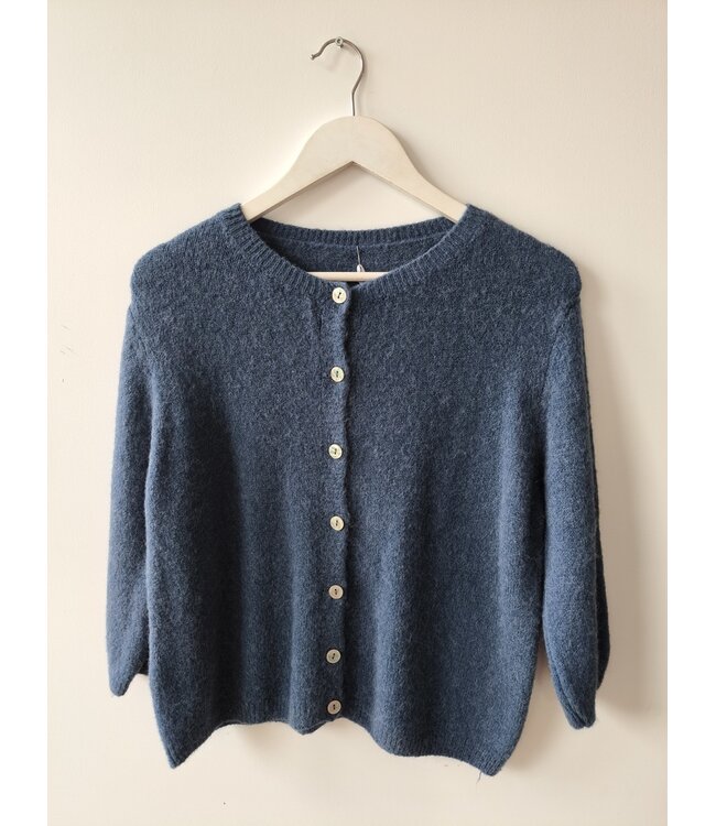selectedbystijldepartment Cardigan midi baby alpaca, Blue melange