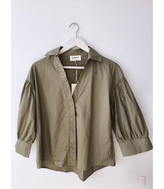 selectedbystijldepartment Blouse cotton 3/4 sleeves, Khaki
