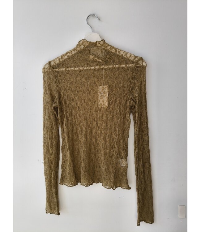 selectedbystijldepartment Longsleeve stretch lace lines, Golden brown