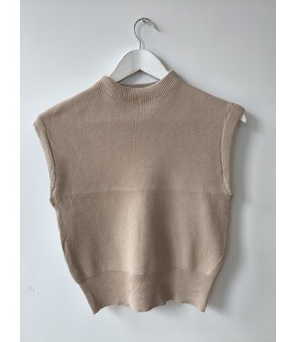 selectedbystijldepartment Top knitted stretch cropped, Beige