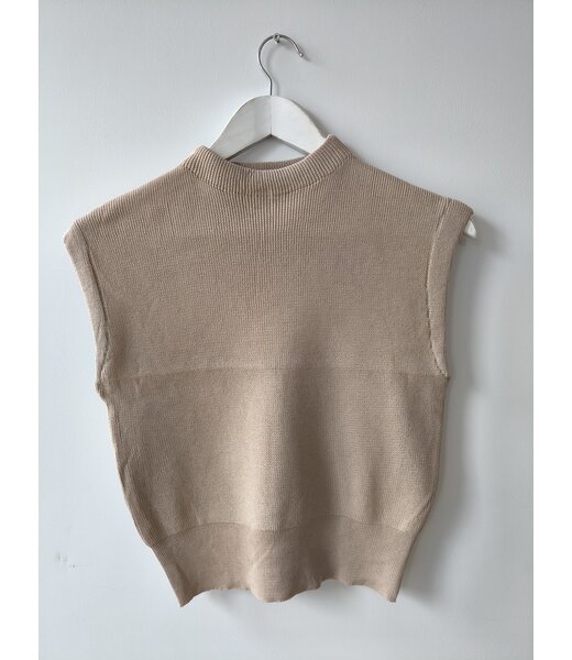 selectedbystijldepartment Top knitted stretch cropped, Beige