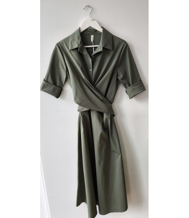 selectedbystijldepartment Dress wrap midi cotton, Khaki