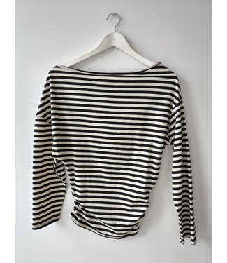 selectedbystijldepartment Longsleeve off shoulder stripes, Black white