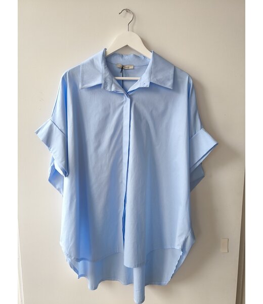 selectedbystijldepartment Blouse cotton wide long, Light blue