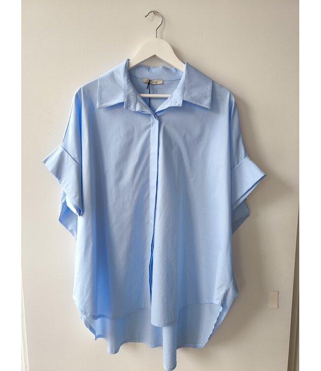 selectedbystijldepartment Blouse cotton wide long, Light blue