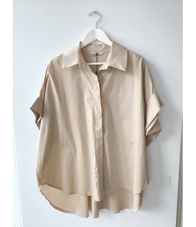 selectedbystijldepartment Blouse cotton wide long, Beige