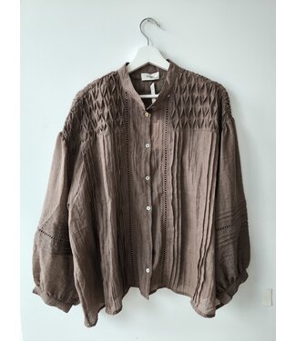 selectedbystijldepartment Blouse wide cotton, Light brown
