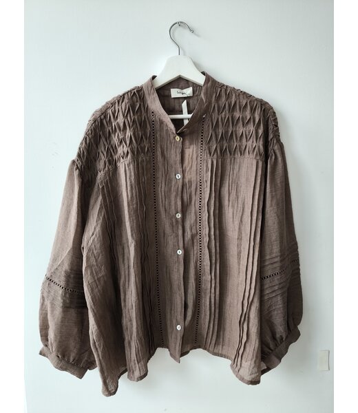 selectedbystijldepartment Blouse wide cotton, Light brown