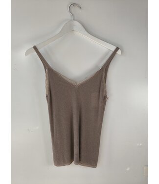 selectedbystijldepartment Singlet knitted lace, Taupe