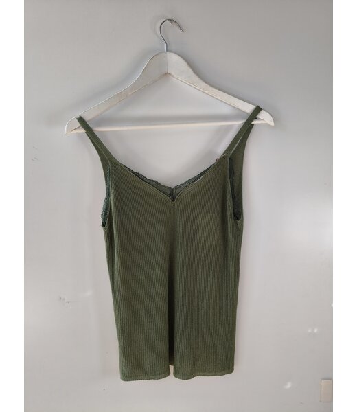 selectedbystijldepartment Singlet knitted lace, Army green