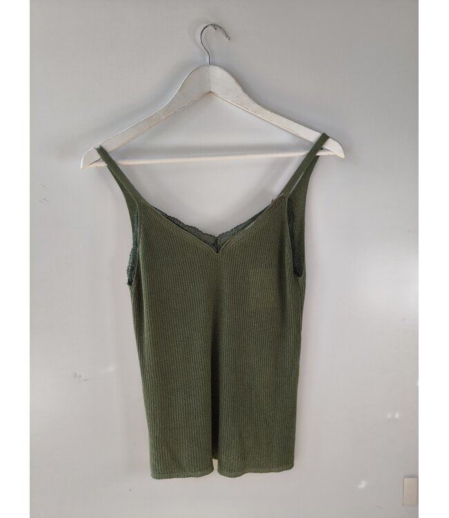 selectedbystijldepartment Singlet knitted lace, Army green