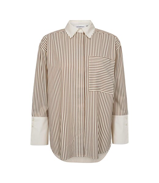 Co'Couture Shirt Avara stripe, Bone/Brown