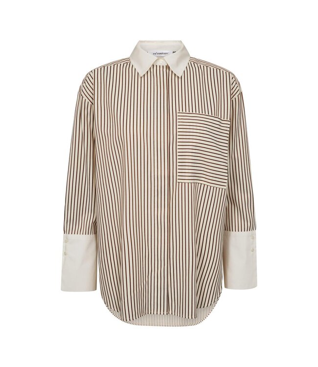 Co'Couture Shirt Avara stripe, Bone/Brown