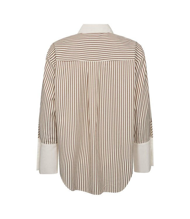 Co'Couture Shirt Avara stripe, Bone/Brown