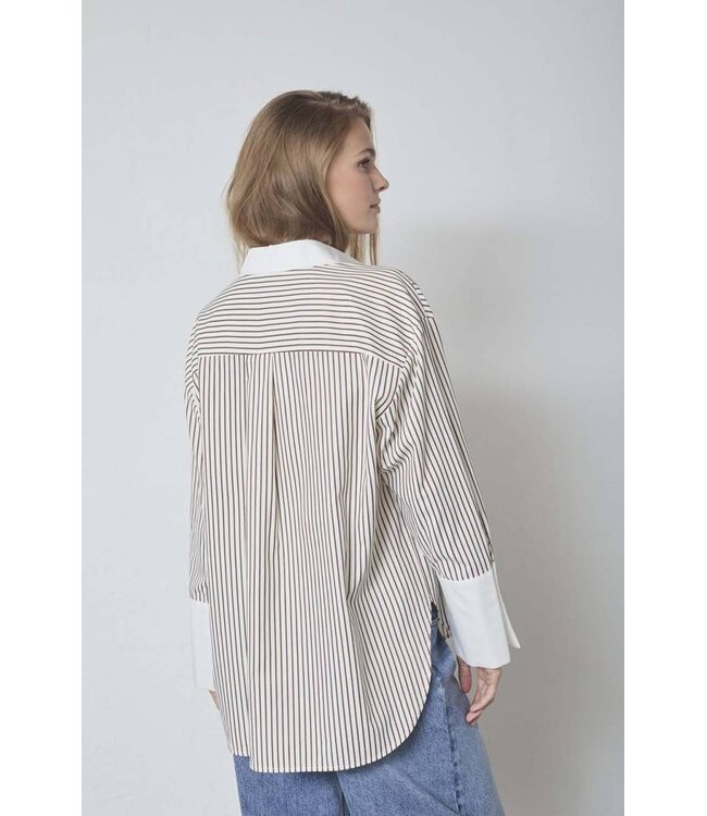 Co'Couture Shirt Avara stripe, Bone/Brown