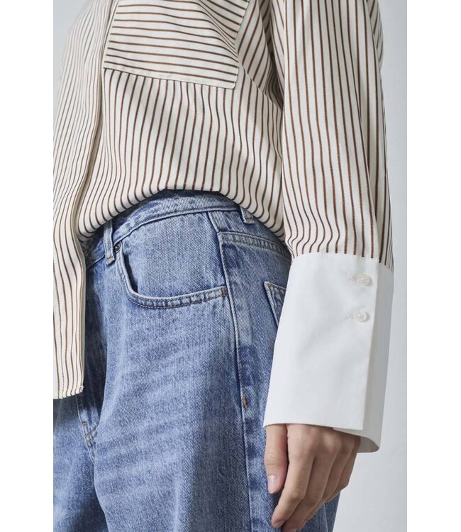 Co'Couture Shirt Avara stripe, Bone/Brown