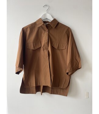 selectedbystijldepartment Blouse midi cotton pockets, Hazelnut