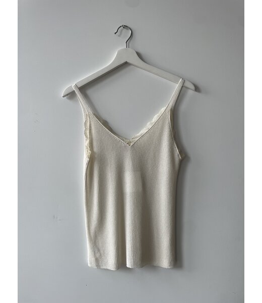 selectedbystijldepartment Singlet knitted lace, Beige