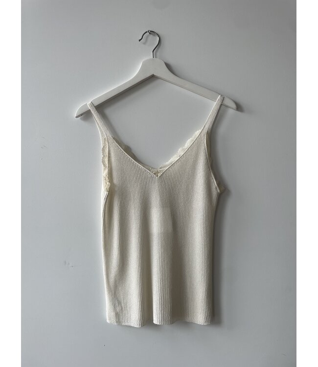selectedbystijldepartment Singlet knitted lace, Beige