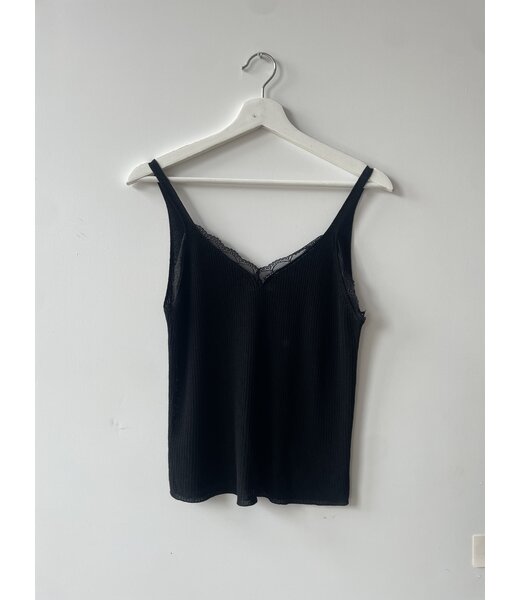 selectedbystijldepartment Singlet knitted lace, Black