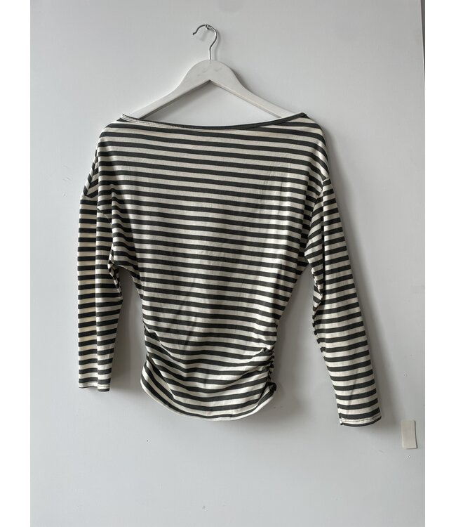 selectedbystijldepartment Longsleeve off shoulder stripes, Army white