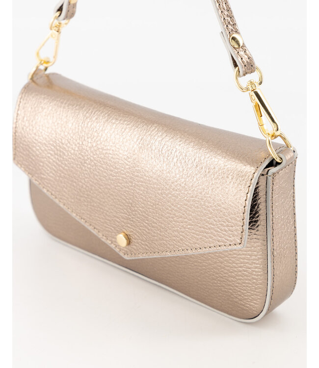 Bag mini flap button, Bronze